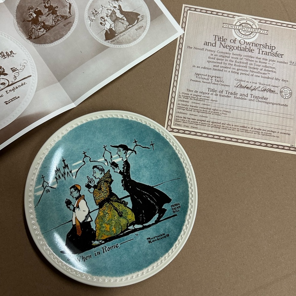 NORMAN ROCKWELL Plate "When in Rome" by Newell Pottery Co. New In Box - Picture 4 of 4